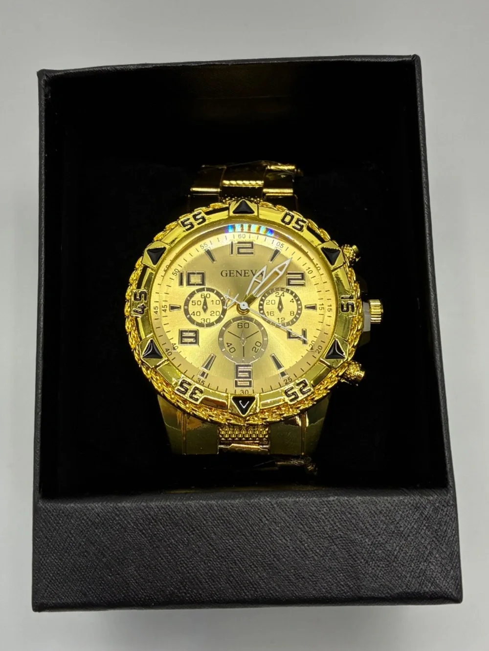 Geneva Men’s Gold Chronograph Quartz Watch Set